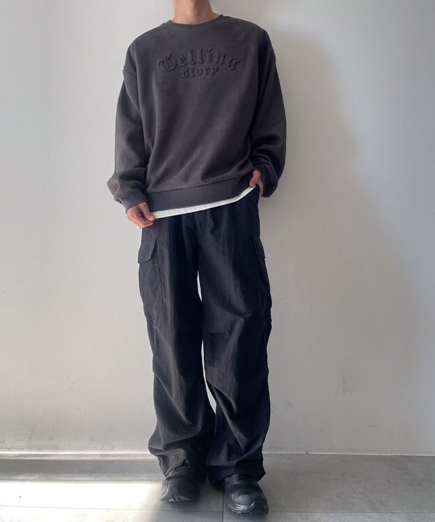 WEGO フェイクスウェードロゴプルオーバー ブラック中濃色