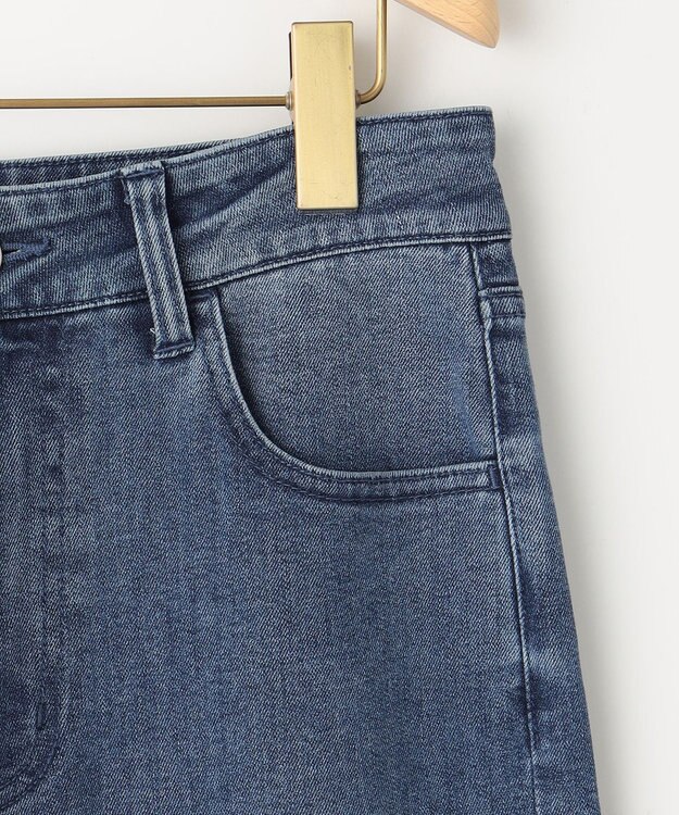 組曲 L 【ストレッチ】ミッドデニム ワイドストレートパンツ ユーズドブルー系