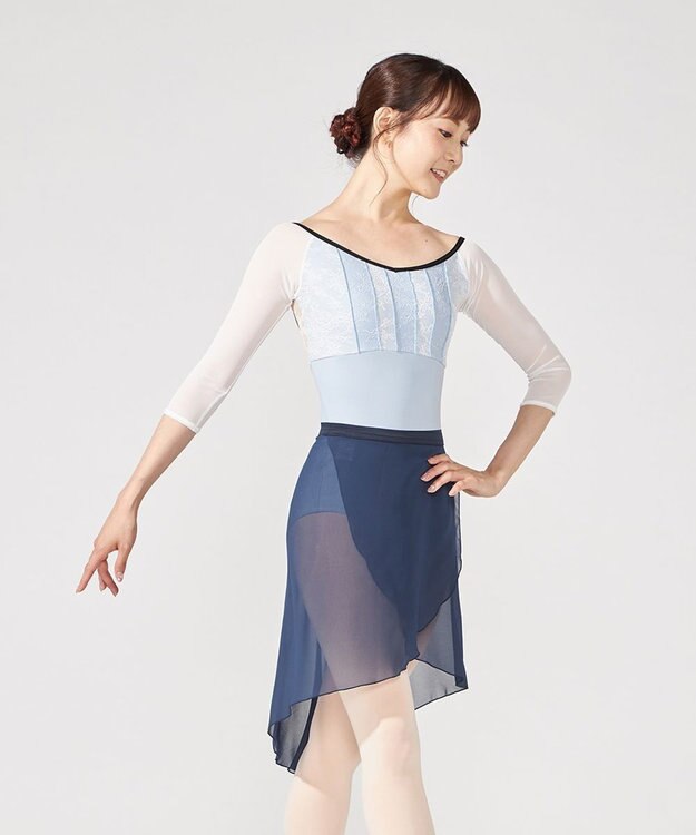 Chacott 【Nela ライン】6分袖レオタード サックスブルー