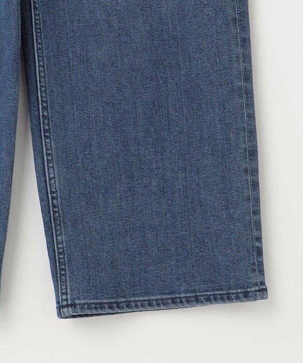 組曲 L 【ストレッチ】ミッドデニム ワイドストレートパンツ ユーズドブルー系