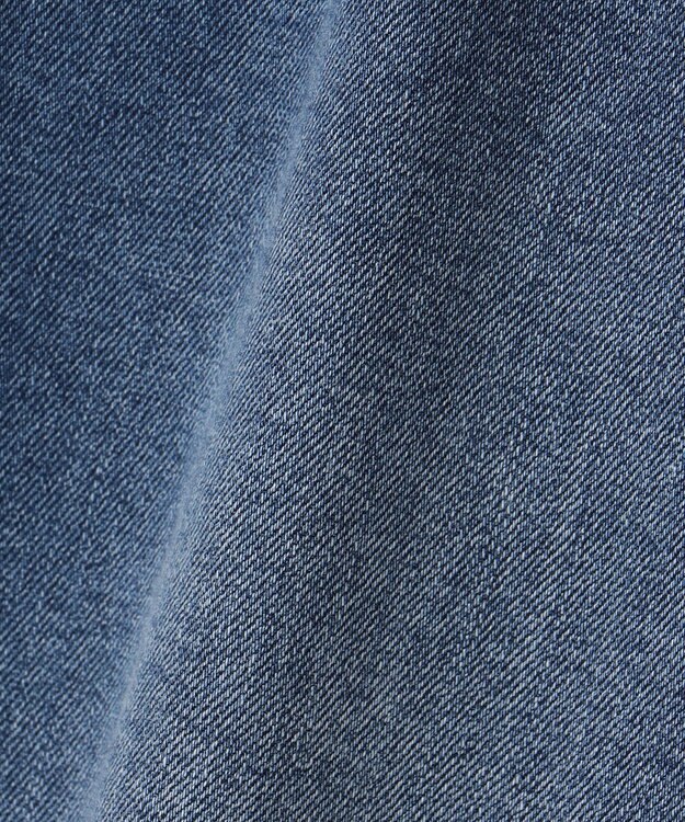 組曲 L 【ストレッチ】ミッドデニム ワイドストレートパンツ ユーズドブルー系