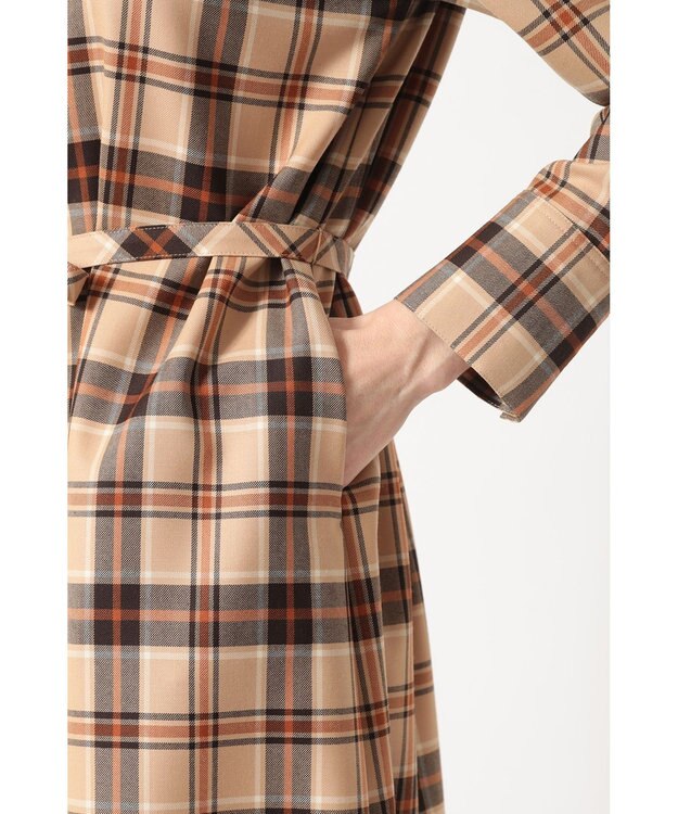 DAKS タータンチェック バンドカラーワンピース ベージュ