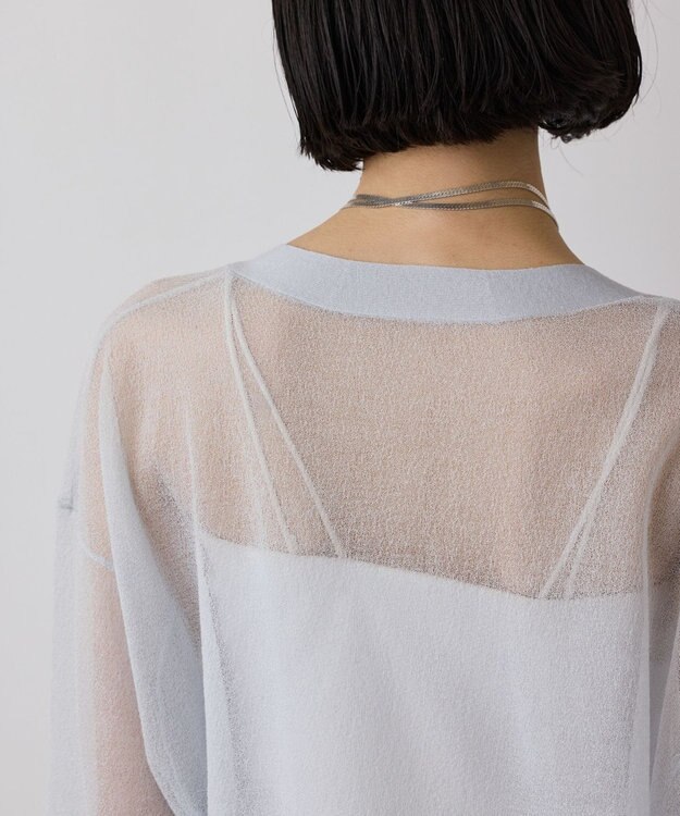 GRACE CONTINENTAL シアージョーゼットカーディガン ブルー