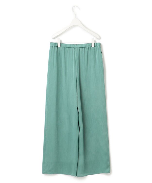 ICB 【接触冷感・洗える】サテンヨウリュウ ワイドストレートパンツ セラドン系