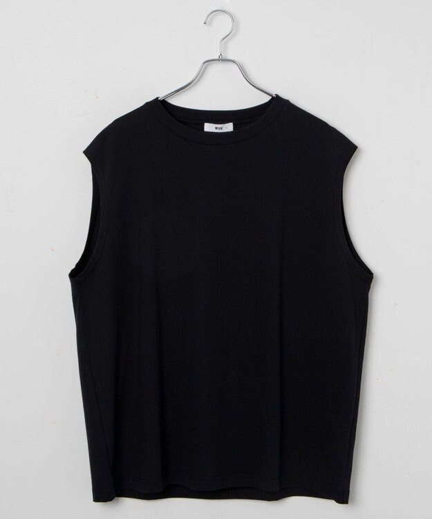 WEGO 【5色3サイズ展開/ユニセックス着用ITEM/洗える/綿100%】スリーブレスコットンT ブラック