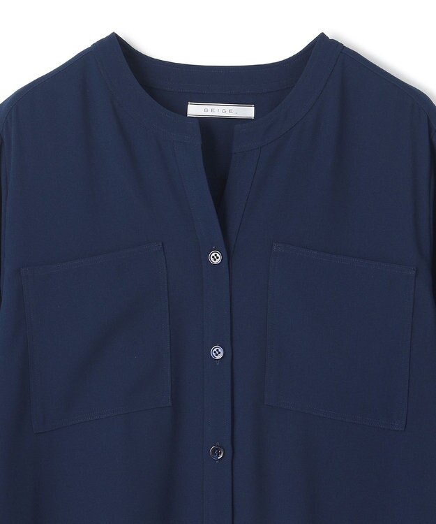 BEIGE， 【WEB限定・S-size】MANASLU / ロングシャツワンピース Navy