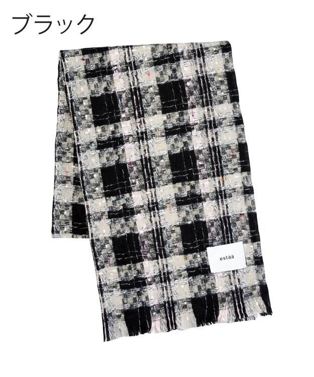 MOONBAT 【洗える】estaa ツィーディー大判ストール バンピーチェック 幅65cm ブラック