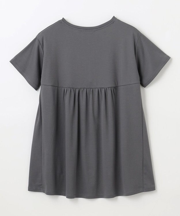 ANY L 【汗ジミ防止加工】シルケットスムースバックギャザーチュニック チャコール