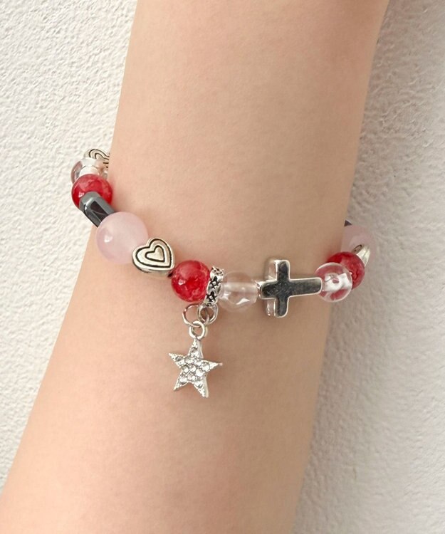 WEGO Lビーズチャームブレス ライトピンク