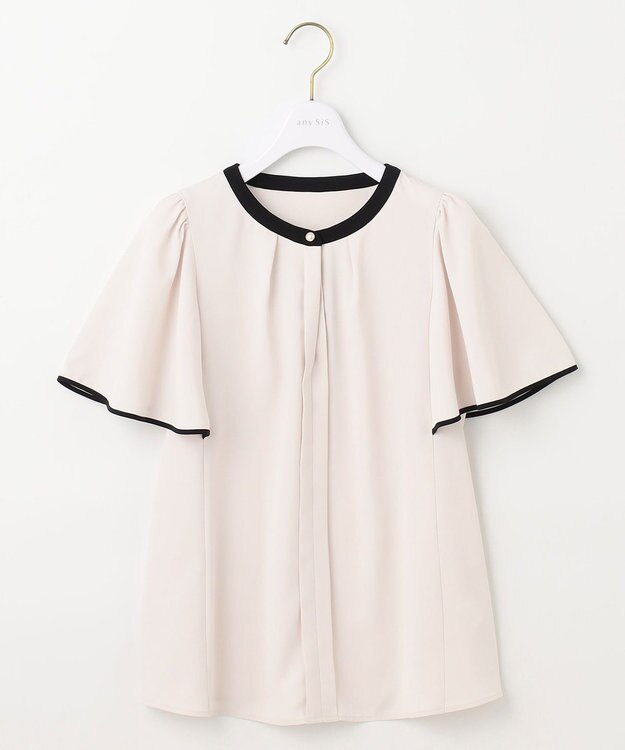 ANY SIS L 【洗える】2WAYバイカラーフレア ブラウス アイボリー