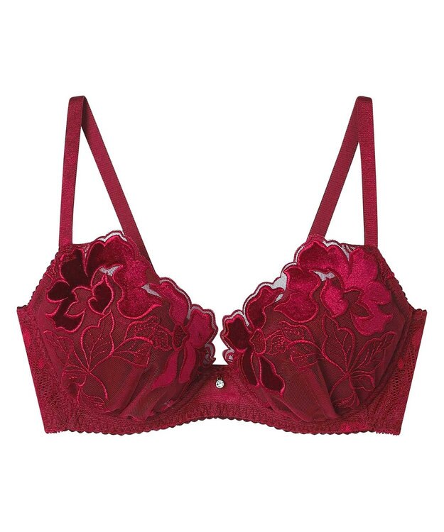 une nana cool 【ベロアのレースが特別感を演出】クリスマスモチーフブラ レッド