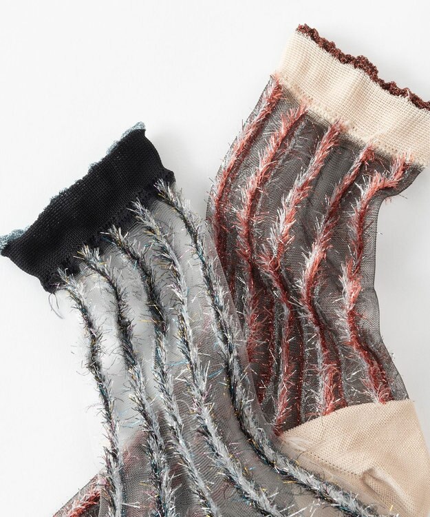 TRICOTE シースルーストライプラメソックス 99BLACK