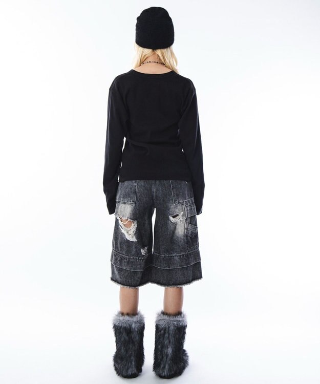 WEGO 【ユニセックス着用ITEM】コンパクトフィットリブヘンリーネックT（LS） ブラック