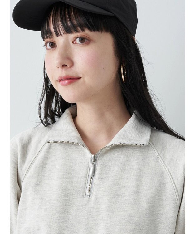 earth music&ecology ハーフジップショートプルオーバー Light Gray