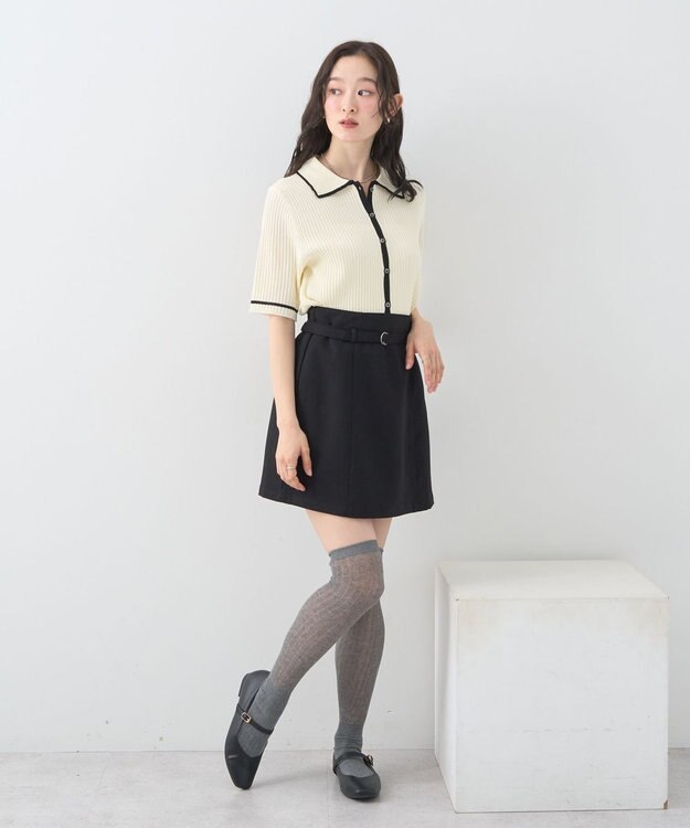 earth music&ecology 【予約】リブニットカーディガン アイボリー