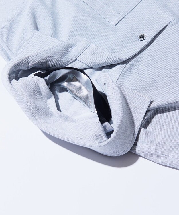 JOSEPH ABBOUD MOUNTAIN 暑さに徹底抗戦【首元に冷感ジェル】フリーズパックポロ 無地タイプ ライトグレー系