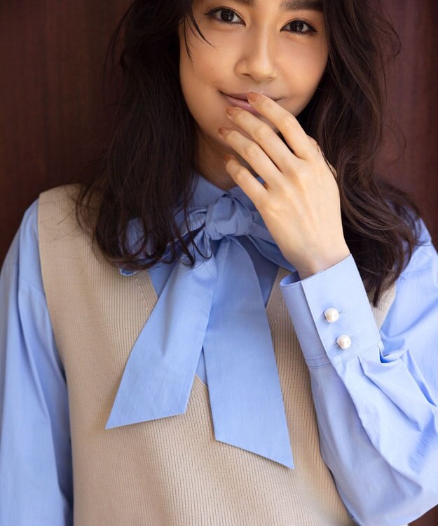 組曲 コンパクトシャーティングオーバー シャツ サックスブルー系