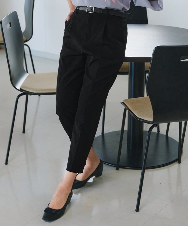 Tiaclasse 【小倉優子さん着用・ダブルクロス・洗える】テーパードパンツ ブラック