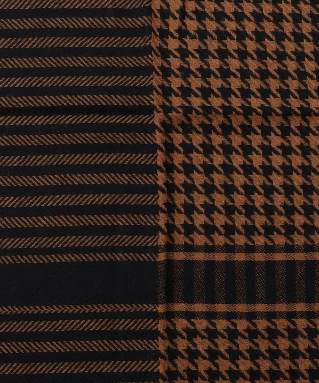 ICB コンビネーションチェックカシミヤストール ブラウン柄系