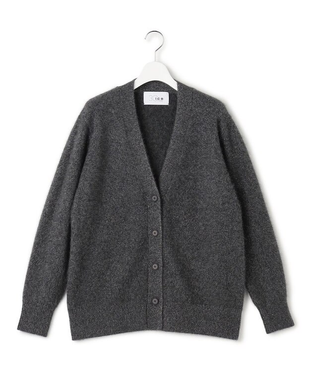 ICB L 【30th ANNIVERSARY】ルレックスフォックスアルパカ Vネックカーディガン ミディアムグレー