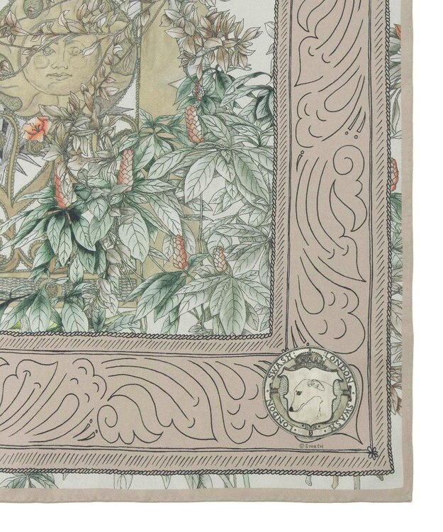 MOONBAT SWASH LONDON(スウォッシュロンドン） シルクツイルスカーフ GATE 68×68cm 日本製 ピンク