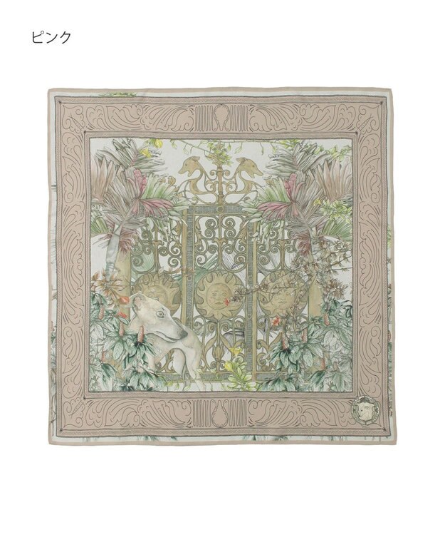 MOONBAT SWASH LONDON(スウォッシュロンドン） シルクツイルスカーフ GATE 68×68cm 日本製 ピンク