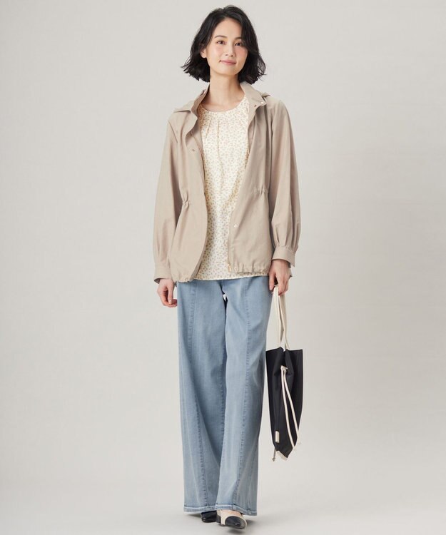 自由区 L 【カタログ掲載・セットアップ対応・洗える】ジオメトリックフラワードットプリント ブラウス ベージュ系