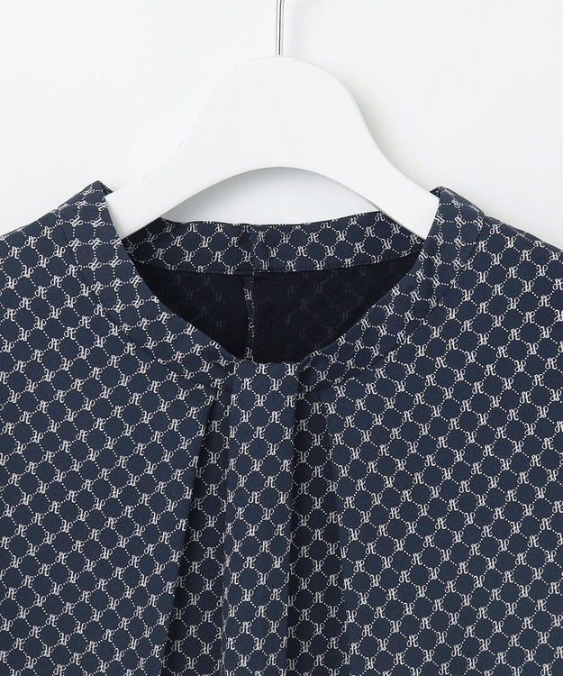 J.PRESS LADIES L モノグラムプリント ボウタイ風 カットソー ネイビー系5