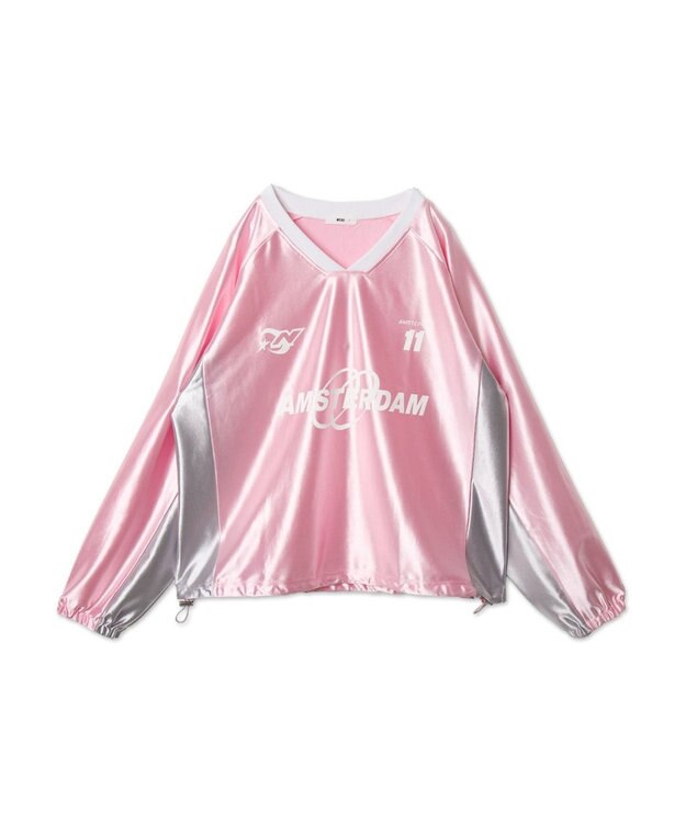 WEGO サテンゲームグラフィックプルオーバー ピンク