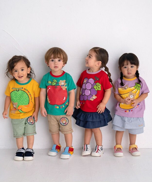 MIKI HOUSE HOT BISCUITS 【80-120cm】 フルーツモチーフ 半袖Tシャツ 赤