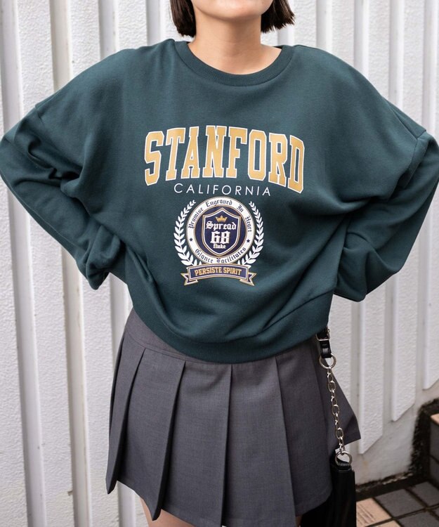 WEGO カレッジプリントスウェット ダークグリーン