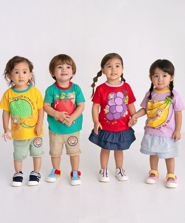 MIKI HOUSE HOT BISCUITS 【80-120cm】 フルーツモチーフ 半袖Tシャツ 赤