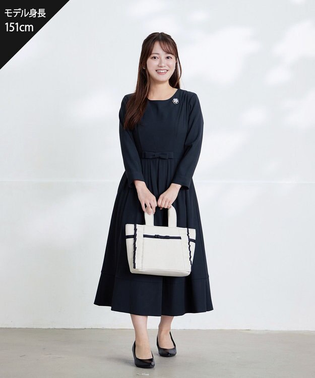 Tiaclasse 【セレモニー・新色追加】リボンベルトフレアワンピース ネイビー