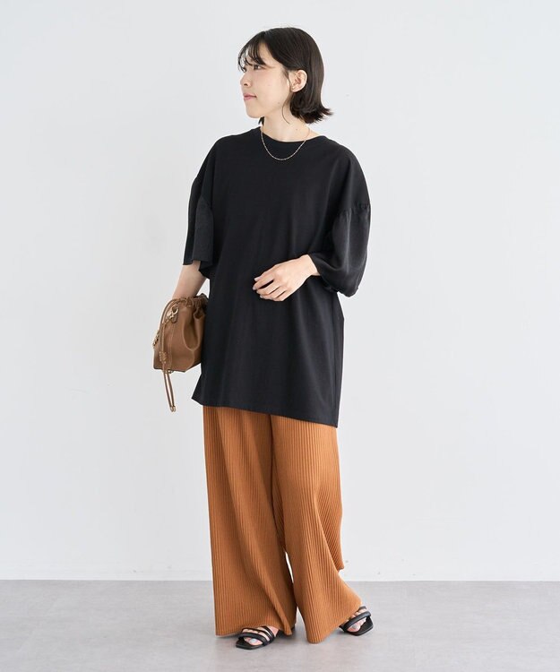 Green Parks 袖サテンドッキングチュニック Black