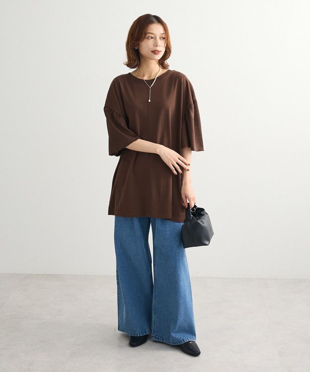 Green Parks 袖サテンドッキングチュニック Brown