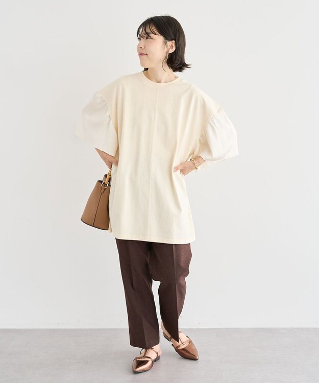 Green Parks 袖サテンドッキングチュニック Ivory