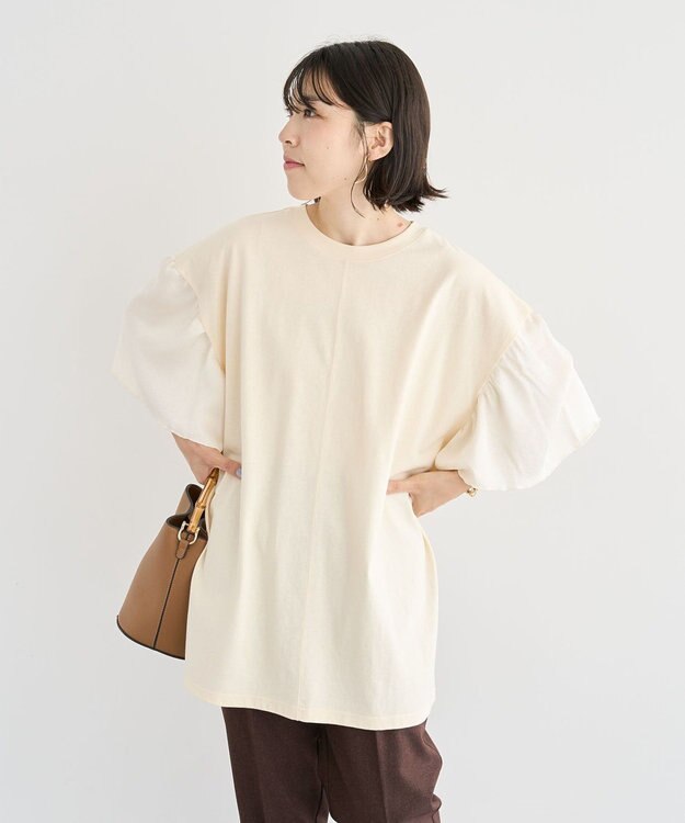 Green Parks 袖サテンドッキングチュニック Ivory