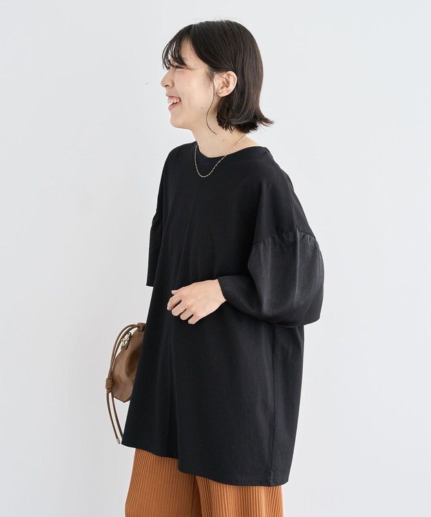 Green Parks 袖サテンドッキングチュニック Black