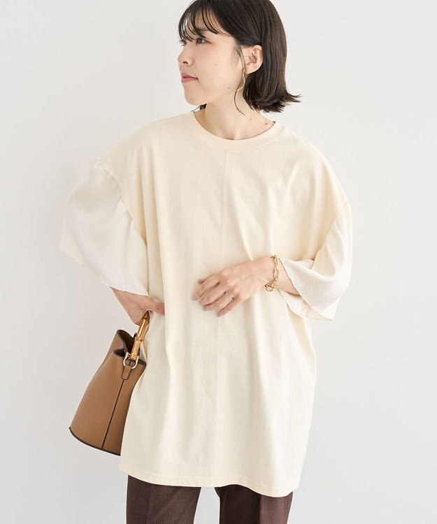 Green Parks 袖サテンドッキングチュニック Ivory