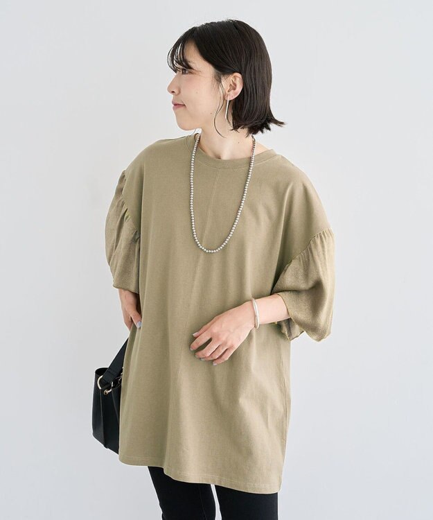 Green Parks 袖サテンドッキングチュニック Khaki