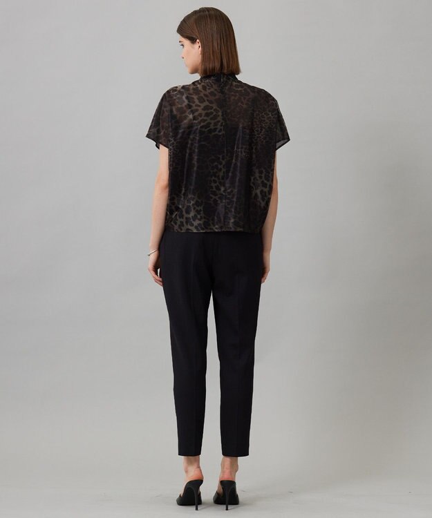 ICB L 【洗える】シアーカールマイヤー ブラウス ブラウン系