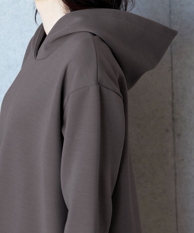 Tiaclasse 【洗える】ソフトボンディングパーカーチュニック モカ