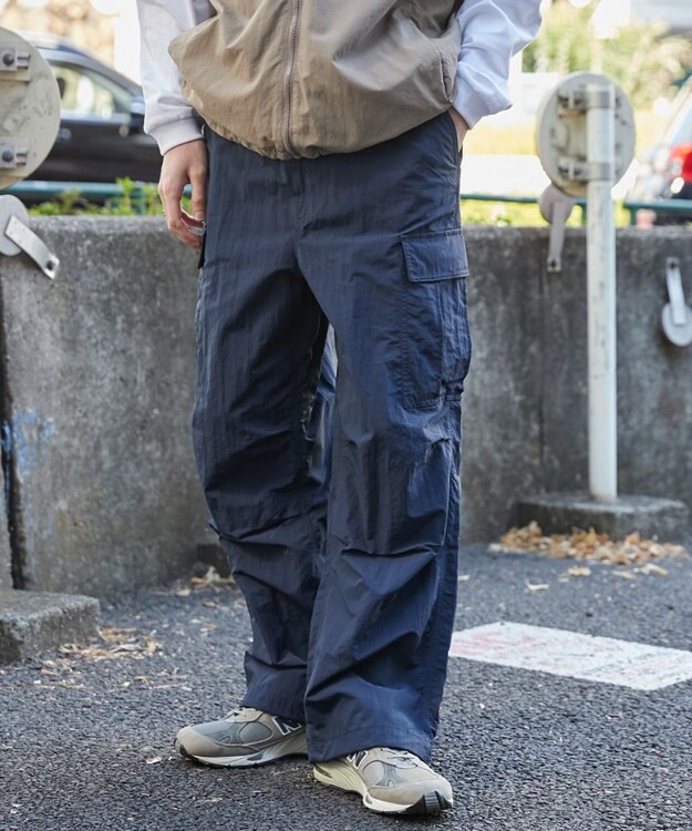 WEGO 【ウエストゴム/MLサイズ展開】ナイロンイージーカーゴパンツ ネイビー