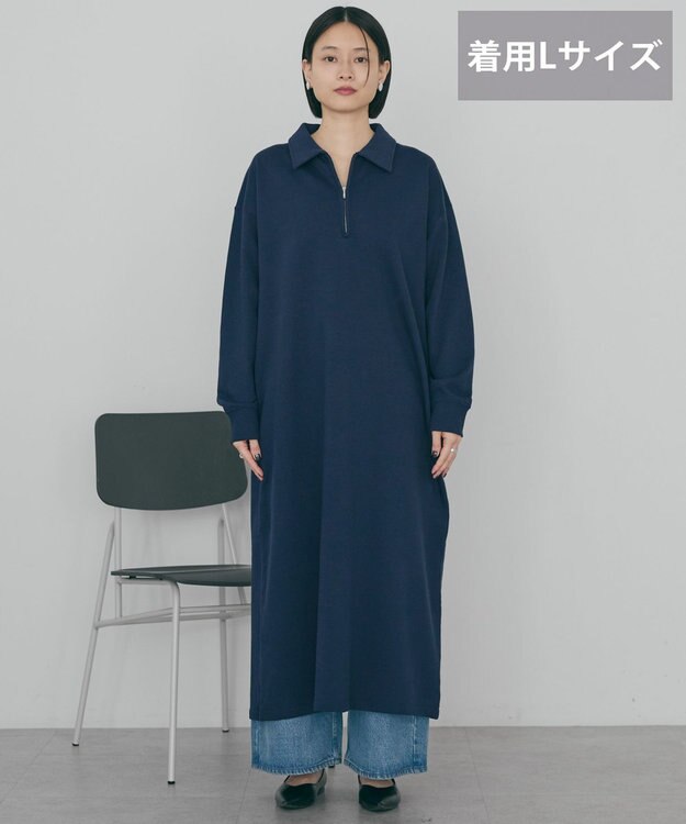 AMERICAN HOLIC 【選べる丈】ハーフZIPワンピース Navy