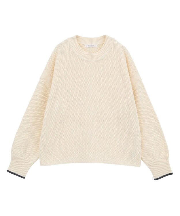 Green Parks かのこ編モックネックニットプルオーバー Ecru