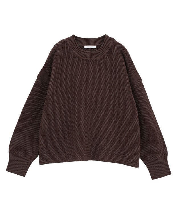 Green Parks かのこ編モックネックニットプルオーバー Brown