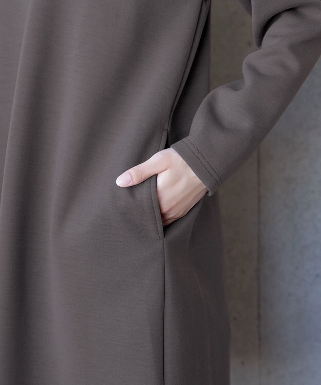 Tiaclasse 【洗える】ソフトボンディングパーカーチュニック モカ