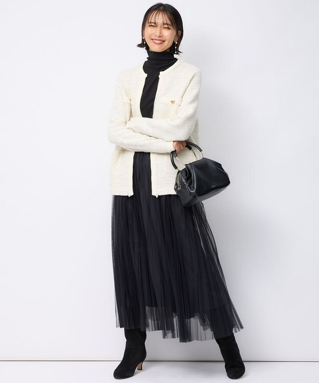 23区 ファンシーツイード ニットジャケット ホワイト系5