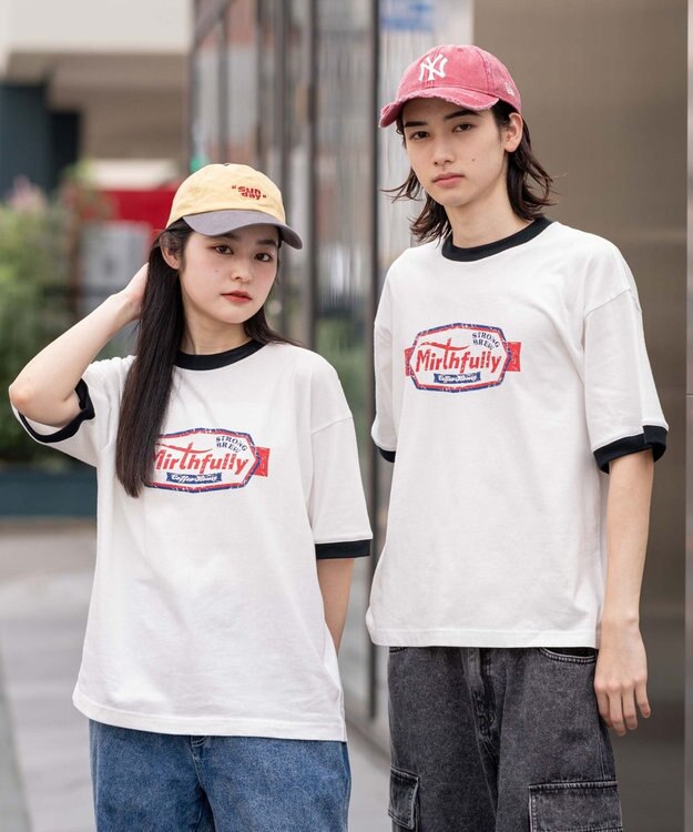 WEGO 【ユニセックス着用ITEM/MLサイズ展開】コンパクトフィットグラフィックリンガーT（SS） ホワイト