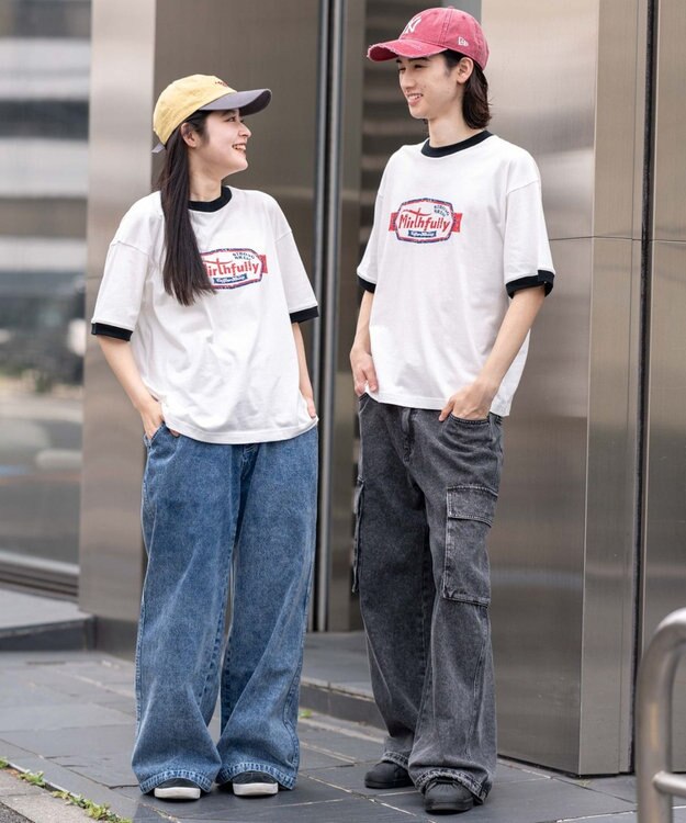 WEGO 【ユニセックス着用ITEM/MLサイズ展開】コンパクトフィットグラフィックリンガーT（SS） ホワイト